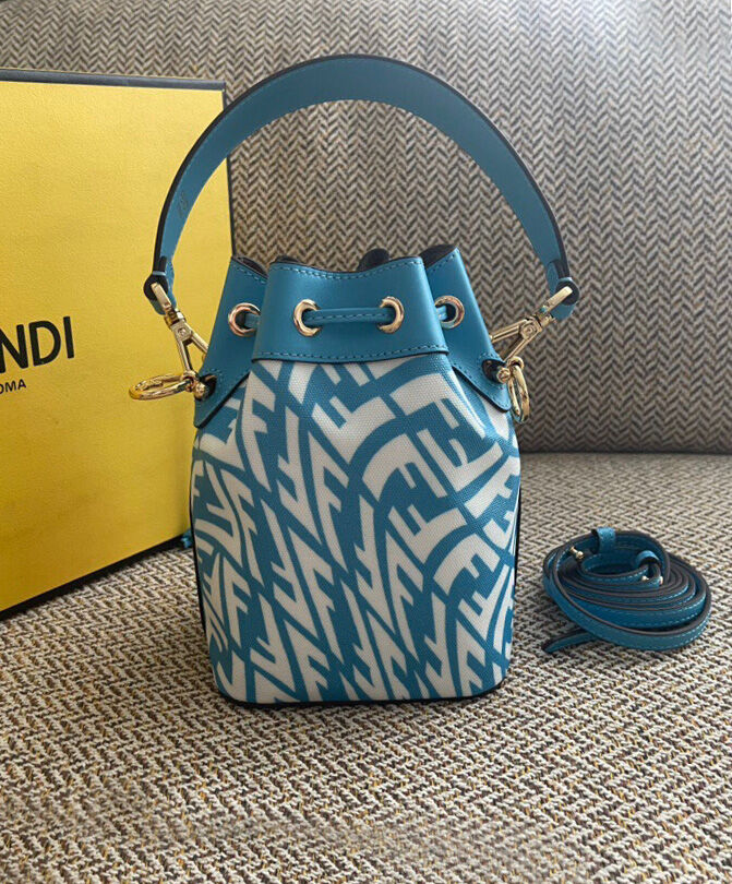 Fendi Mon Tresor Glazed Canvas Mini Bag 8BS010 Blue